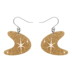 Erstwilder Atomic Boomerang Glitter Drop Earrings - Gold^ Essential Earrings