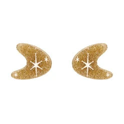 Erstwilder Atomic Boomerang Glitter Stud Earrings - Gold^ Essential Earrings
