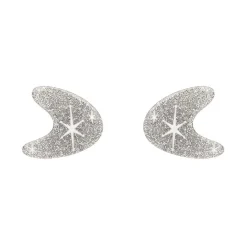 Erstwilder Atomic Boomerang Glitter Stud Earrings - Silver^ Essential Earrings