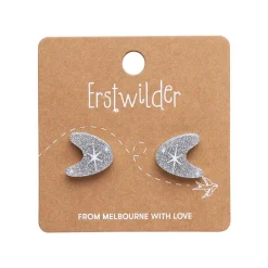 Erstwilder Atomic Boomerang Glitter Stud Earrings - Silver^ Essential Earrings