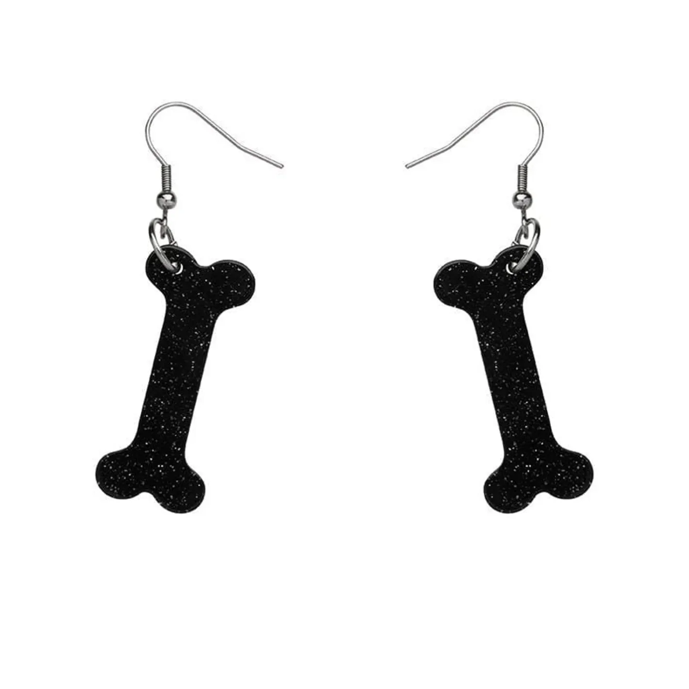 Erstwilder Bones Glitter Resin Drop Earrings - Black^ Essential Earrings