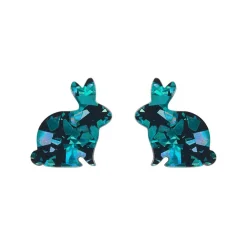 Erstwilder Bunny Chunky Glitter Resin Stud Earrings - Green^ Essential Earrings