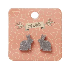 Erstwilder Bunny Glitter Resin Stud Earrings - Silver^ Essential Earrings