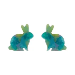 Erstwilder Bunny Mottled Resin Stud Earrings - Green^ Essential Earrings
