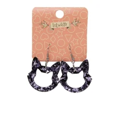 Erstwilder Cat Head Chunky Glitter Resin Drop Earrings - Purple^ Essential Earrings