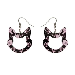 Erstwilder Cat Head Chunky Glitter Resin Drop Earrings - Pink^ Essential Earrings