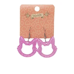 Erstwilder Cat Head Glitter Resin Drop Earrings - Pink^ Essential Earrings