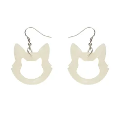 Erstwilder Cat Head Glitter Resin Drop Earrings - White^ Essential Earrings