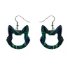 Erstwilder Cat Head Lava Resin Drop Earrings - Green^ Essential Earrings