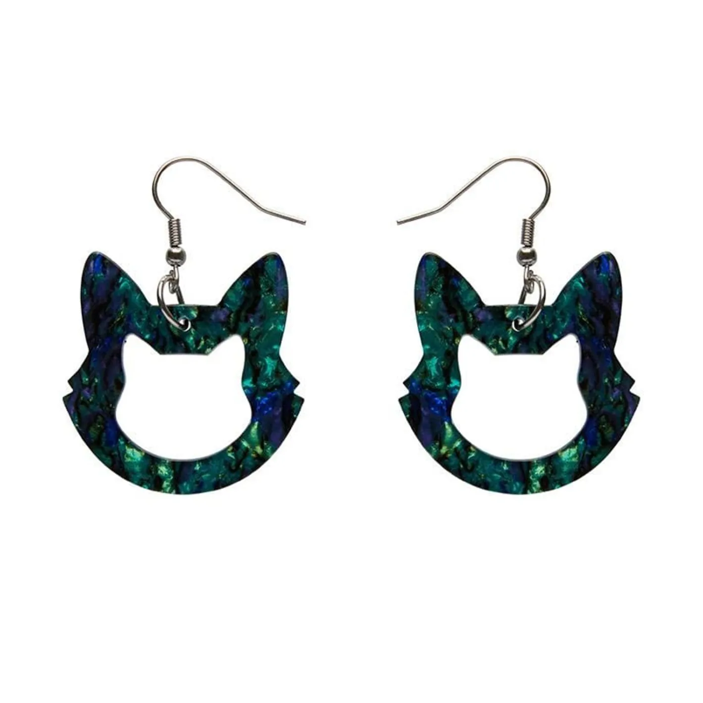 Erstwilder Cat Head Lava Resin Drop Earrings - Green^ Essential Earrings