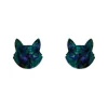Erstwilder Cat Head Lava Resin Stud Earrings - Green^ Essential Earrings