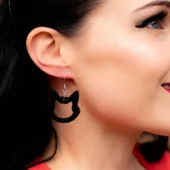 Erstwilder Cat Head Ripple Resin Drop Earrings - Black^ Essential Earrings