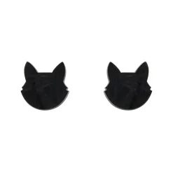 Erstwilder Cat Head Ripple Resin Stud Earrings - Black^ Essential Earrings