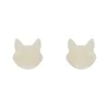 Erstwilder Cat Head Ripple Resin Stud Earrings - White^ Essential Earrings