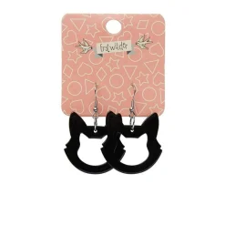 Erstwilder Cat Head Solid Resin Drop Earrings - Black^ Essential Earrings