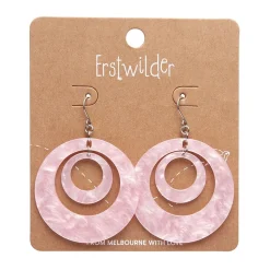Erstwilder Double Hoop Ripple Drop Earrings - Pink^ Essential Earrings