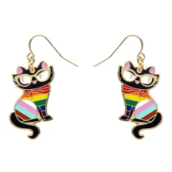 Erstwilder Elissa The Rainbow Cat Enamel Drop Earrings^ Enamel Earrings