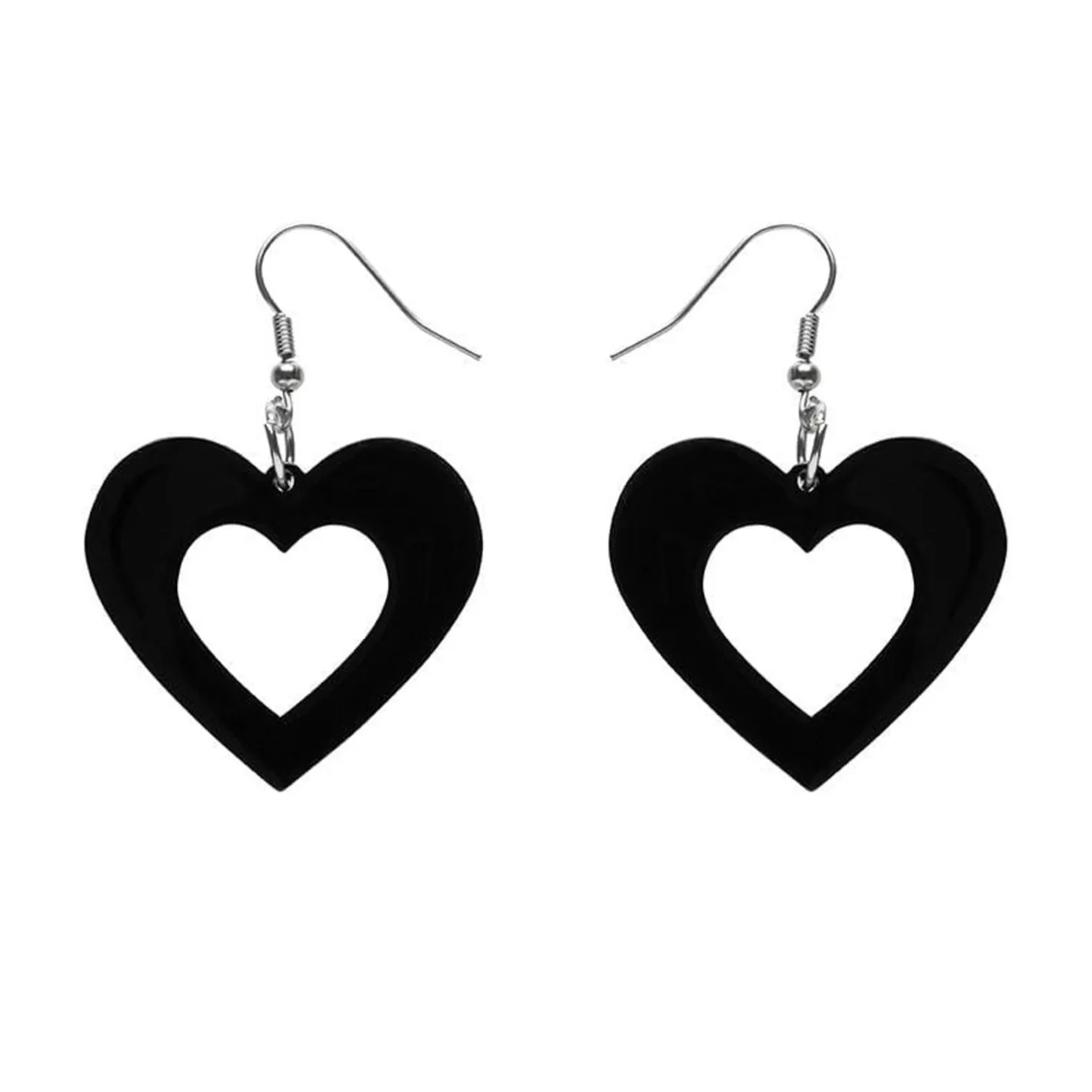 Erstwilder Heart Solid Resin Drop Earrings - Black^ Essential Earrings