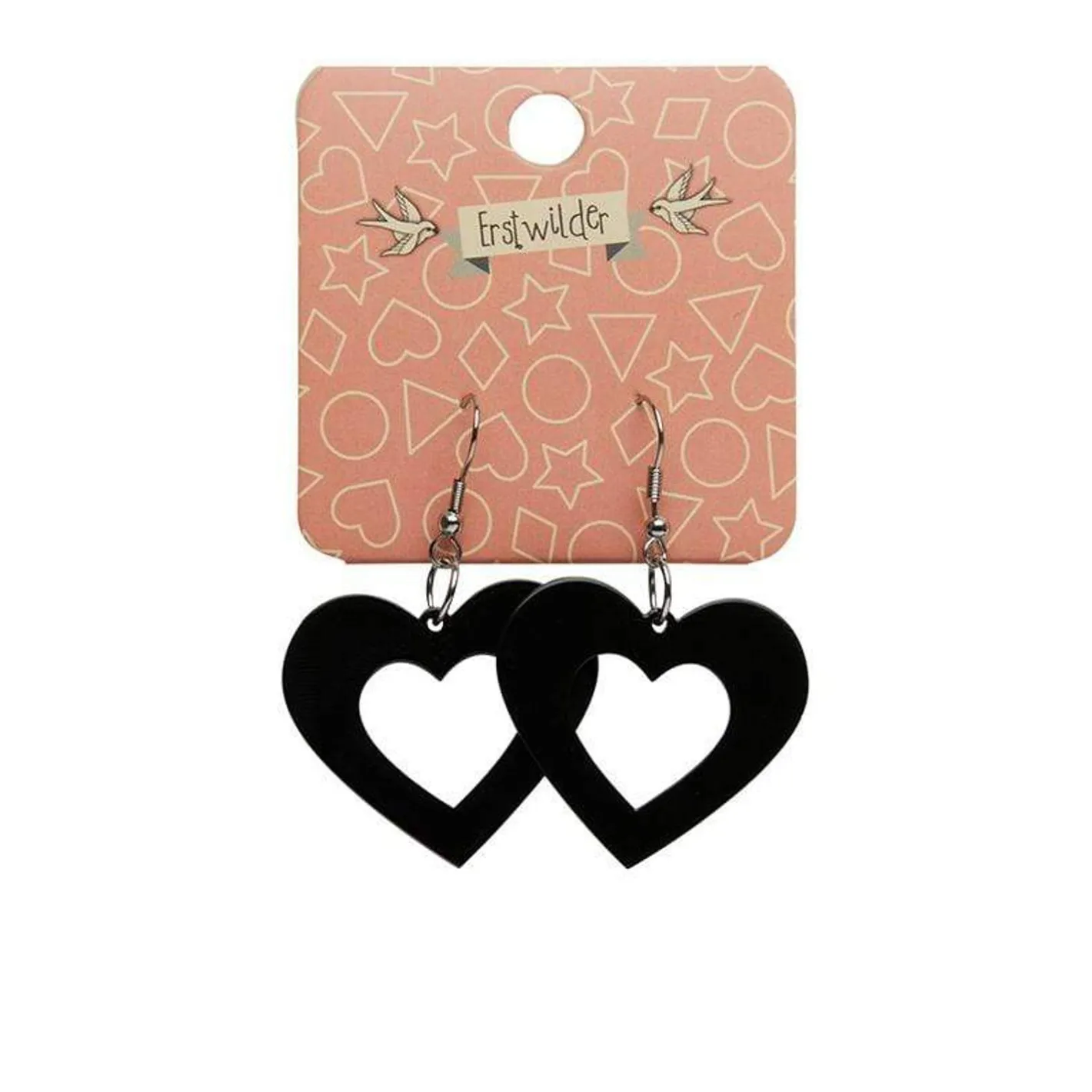 Erstwilder Heart Solid Resin Drop Earrings - Black^ Essential Earrings