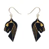 Erstwilder Jaguar Solid Black Resin Drop Earrings - Gold^ Essential Earrings