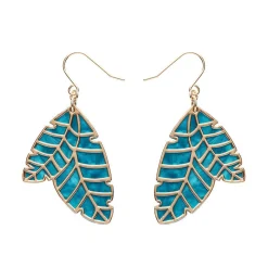 Erstwilder Leaf Textured Emerald Resin Drop Earrings - Gold^ Essential Earrings