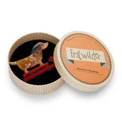 Erstwilder Little Red The Puppy Sled Brooch^ Brooches