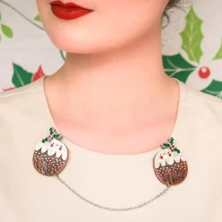 Erstwilder Plum Puddie Cardigan Clips^ Brooches