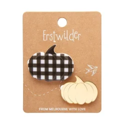 Erstwilder Pumpkin Patch Mini Brooch Set - Gold & Black Gingham^ Brooches