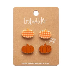 Erstwilder Pumpkin Patch Stud Earrings Set - Orange & Orange Gingham^ Essential Earrings