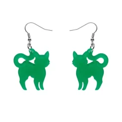 Erstwilder Pussy Cat Bubble Resin Drop Earrings - Green^ Essential Earrings