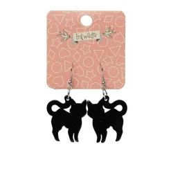 Erstwilder Pussy Cat Solid Resin Drop Earrings - Black^ Essential Earrings