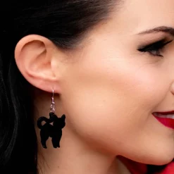 Erstwilder Pussy Cat Solid Resin Drop Earrings - Black^ Essential Earrings