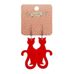 Erstwilder Sitting Cat Bubble Resin Drop Earrings - Red^ Essential Earrings