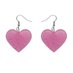 Erstwilder Solid Heart Glitter Resin Drop Earrings - Pink^ Essential Earrings
