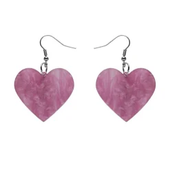 Erstwilder Solid Heart Ripple Resin Drop Earrings - Mauve^ Essential Earrings