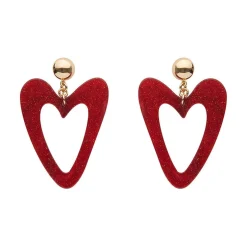 Erstwilder Statement Glitter Ripple Resin Heart Drop Earrings - Red^ Essential Earrings