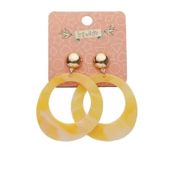 Erstwilder Statement Marble Resin Circle Drop Earrings - Yellow^ Essential Earrings