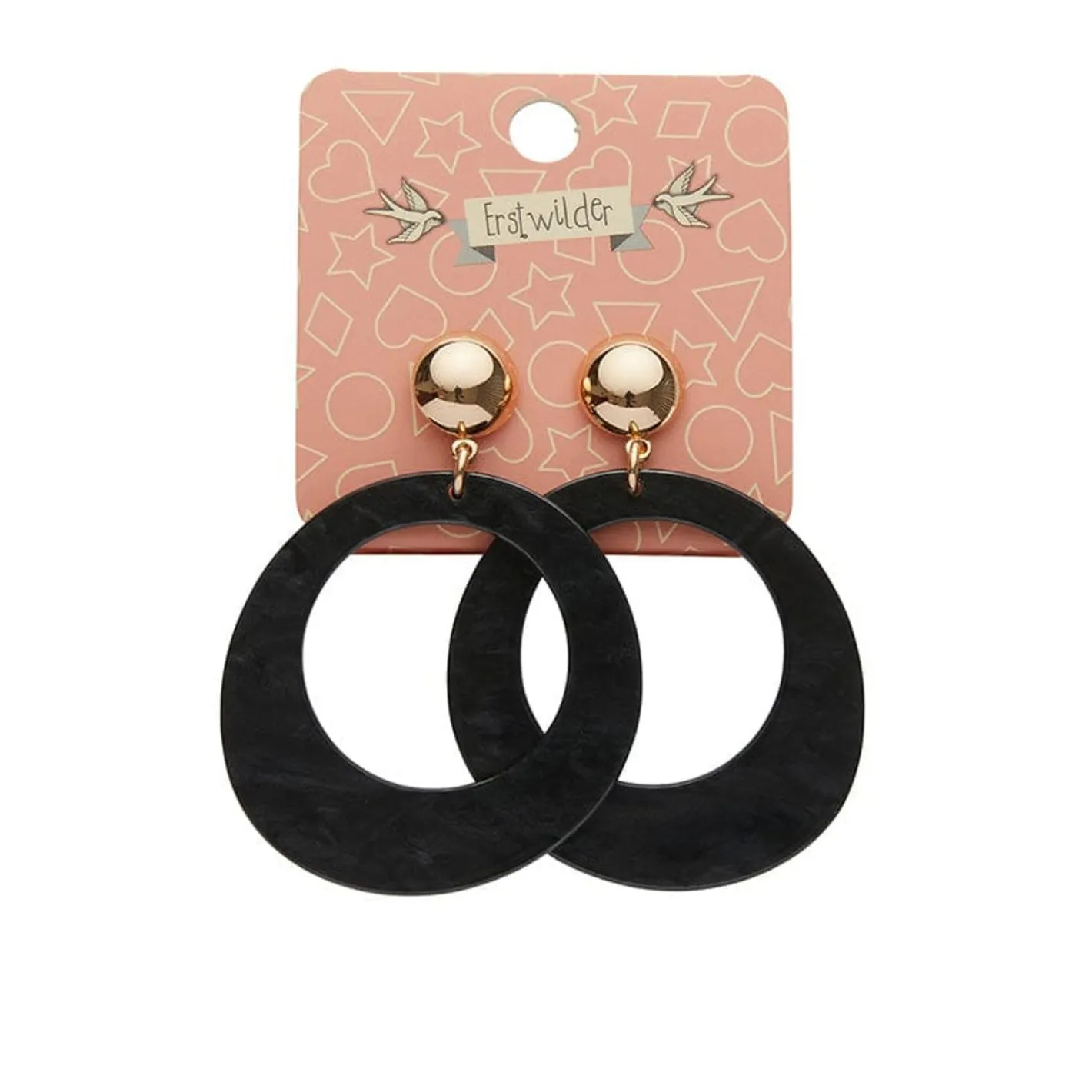 Erstwilder Statement Ripple Resin Circle Drop Earrings - Black^ Essential Earrings