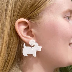 Erstwilder Terrier Textured Resin Drop Earrings - White^ Essential Earrings