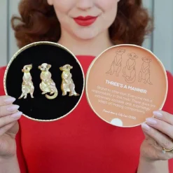 Erstwilder Three'S A Manner Meerkat Brooch Set^ Brooches