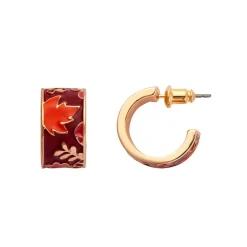 Erstwilder Turn A New Leaf Enamel Huggie Earrings^ Enamel Earrings